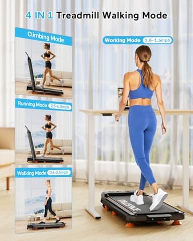 2025 Upgrade Walking Pad Treadmill with 8% Incline & Handle Bar, 3.5HP Portable Treadmill for Home Small, Under Desk Compact Walking Pad 300+lb Capacity, Shock Absorption, 0.6-6mph, Remote, Smart App - Image 6