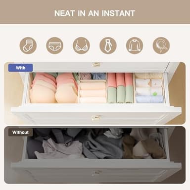 Criusia Drawer Organizer Clothes, 10 Pack Dresser Organizer for Baby Clothes, Underwear, Sock- Foldable Closet Organization and Storage Dividers Bins for Nursery, Bedroom (Beige - Image 5
