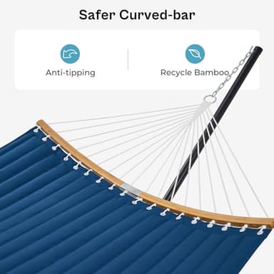 SUPERJARE Curved-Bar Hammock with Stand, 2 Person Heavy Duty Hammock Frame, Detachable Pillow & Portable Carrying Bag, Perfect for Outdoor & Indoor, Navy Blue - Image 6