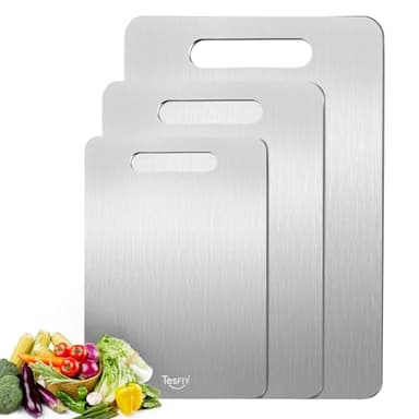 3 Pack Titanium Cutting Board - 100% Pure Titanium Cutting Boards For Kitche,Easy to clean, Double-sided food-grade Cutting Board For Meats, Fruits And Vegetables (M+L+XL) - Image 1