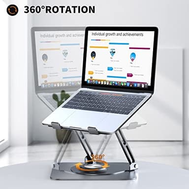 JOYEKY Laptop Stand for Desk, Adjustable Computer Stand with 360° Rotating Base, Ergonomic Laptop Riser for Collaborative Work, Foldable & Portable Laptop Stand, fits for All 10-16" Laptops - Image 2