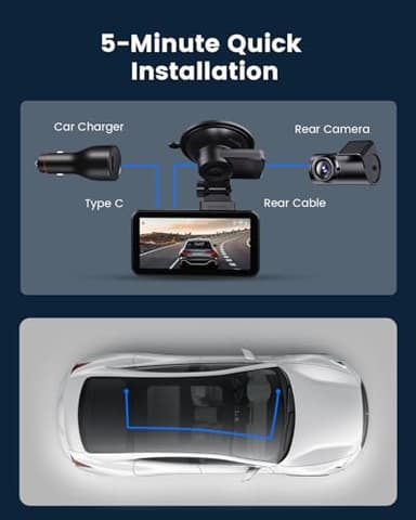 COOLCRAZY Dash Cam Front Rear: 4K+1080P Full HD Dashcam Free 64GB Card, with 5G WiFi GPS, Dual Dash Camera for Cars with 3" IPS Screen, Night Vision, HDR, App Control, 24H Parking Mode, Loop Record - Image 9