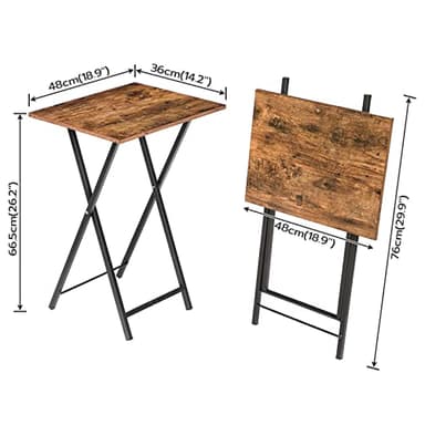 HOOBRO Folding TV Tray Tables, Set of 2 Side Table for Small Space, Industrial Snack Tables for Eating at Couch, Stable Metal Frame, Easy Assembly, Space Saving, Rustic Brown and Black BF25BZ01 - Image 3