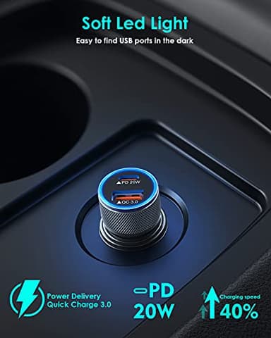 iPhone Car Charger,USB C Fast Car Charger[Apple MFi Certified] Apple Car Charging 38W Dual Port Car Charger Cigarette Lighter Adapter 2x3ft PD&QC 3.0 Lightning Cable for iPhone 14/13/12 Pro/11/Airpods - Image 5