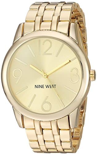 Nine West Women's NW/1578CHGB Champagne Dial Gold-Tone Bracelet Watch - Image 1