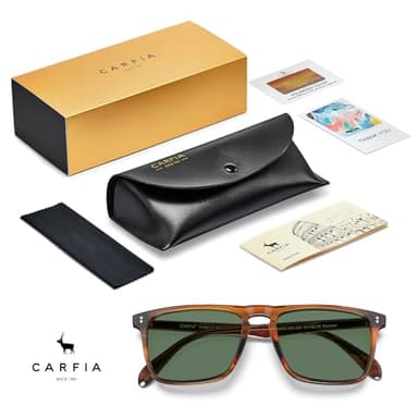 CARFIA Retro Polarized Sunglasses for Men UV Protection Hand-crafted Acetate Frame Fashion Cool Sun Glasses Green Lens - Image 6