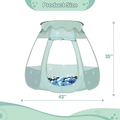 Wilhunter Baby Ball Pit for Toddler with 50 Balls, Kids Pop Up Play Tent for Girls, Princess Toys Gifts for Children Indoor & Outdoor Playhouse (Celadon: Gray/White/Babyblue, 109x90cm/50 Balls) - Image 7