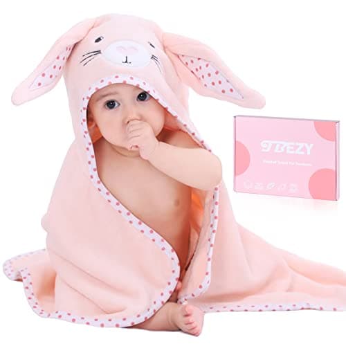 TBEZY Baby Hooded Towel with Unique Animal Design Ultra Soft Thick Cotton Bath Towel for Newborn (Bunny) - Image 1