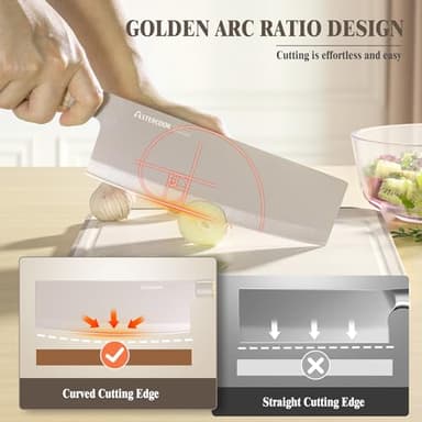 Knife Set, Astercook 6 Piece Khaki Kitchen Knife Set, Non-stick Stainless Steel Knife Block Set, Anti-Rust Dishwasher Safe Knife Set with Block - Image 4