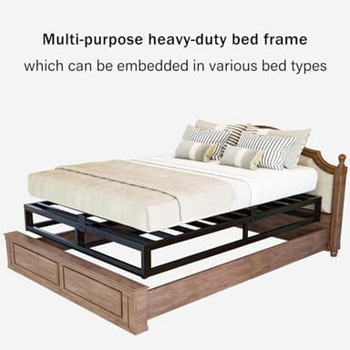 Bilily 10 Inch Queen Bed Frame with Steel Slat Support, Low Profile Queen Metal Platform Bed Frame Support Mattress Foundation, No Box Spring Needed/Easy Assembly/Noise Free - Image 7