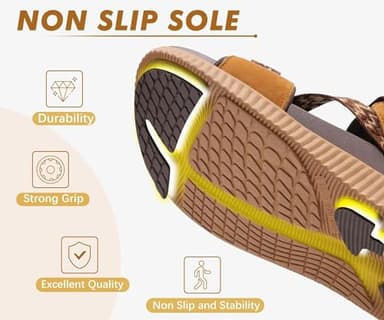 KuaiLu Walking Orthopedic Sandals Womens Comfortable Arch Support Hiking Sandles Plantar Fasciitis Athletic Sport Recovery Cushion Summer Travel Outdoor Open Toe Water Sandals Brown Khaki Size 8.5 - Image 8