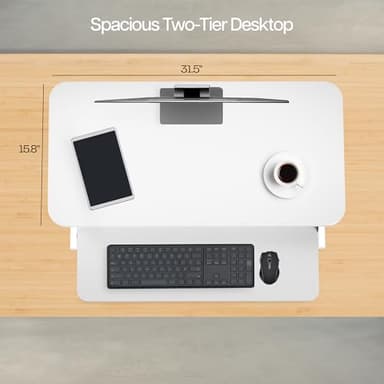 VIVO Desk Converter 32 inch Height Adjustable, MDF Wood Sit to Stand Riser, White, DESK-V000SW - Image 5