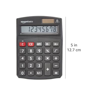 Amazon Basics LCD 8-Digit Desktop Calculator, Portable and Easy to Use, Black, 1-Pack - Image 5