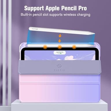 Fintie Hybrid Slim Case for iPad Mini 7 (A17 Pro, 7th Generation) 2024 / iPad Mini 6 (6th Gen) 8.3 Inch, [Built-in Pencil Holder] Shockproof Cover Clear Transparent Back Shell, Fantasy Ombre - Image 6
