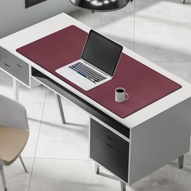Mydours Dual-Sided Desk Pad, 40" x 20"Large Mouse mats Cork & PU Leather for Office and Home Work, Waterproof Desk Mats on The Top of Desks (Burgundy) - Image 4