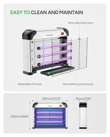 Buzbug LED Bug Zapper Indoor, 10 Years Lifespan 3 Lamps Enhance Insect Attraction, 3800V High-Voltage, Electric Mosquito Zapper, Fruit Fly Mosquito Moth Gnat Trap, Killer, Zapper -MA009 - Image 5