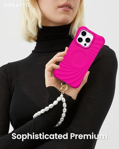 ORNARTO Vortuxe for iPhone 16 Pro Max Case 6.9" | 2X MIL-STD Drop Protection | Compatible with MagSafe | Sleek Aesthetic Liquid Silicone Phone Cover - Hot Pink - Image 6