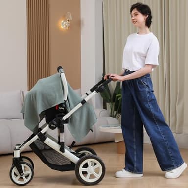 100% Muslin Cotton Car Seat Cover Baby, Carseat Canopy Cover, Universal Fit Stroller Covers for Boys and Girls (Roman Green) - Image 3