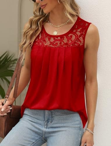 Women's Tank Tops Loose Fit Cute Sexy Tops Sleeveless Summer Trendy Clothing Red XL - Image 2