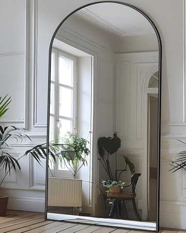 Antok Full Length Mirror, 71"x28" Floor Mirror with Stand, Hanging Mounted Mirrors for Bedroom, Living Room, Cloakroom, Dining Room, Black, Arched - Image 2