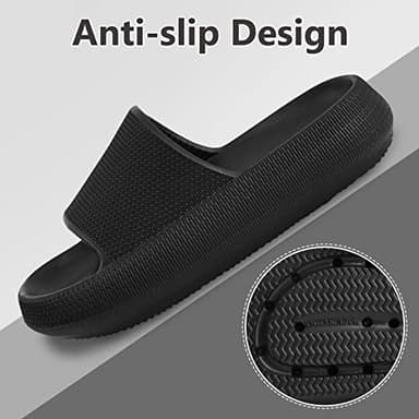 KOUECI Kids Cloud Slides Boys Girls Shower Slippers Slip on Slide Sandals Non-slip Summer Beach Pool Shoes(Black,6 Big Kids) - Image 3