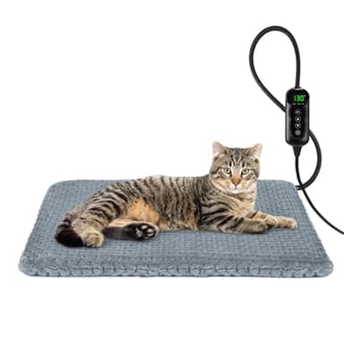 INVENHO Heated Cat Bed, Waterproof Adjustable Temperature Dog Cat Heating Pad with Timer, Indoor Pet Heating Pad for Cats Dogs Electric Pads for Dogs Cats, Pet Heated Pad (S: 18" x 16") - Image 1
