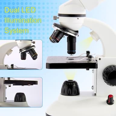 MicroMarvels Compound Binocular Microscope for Kids Adults Students,40X-2000X,Microscope Kits for Home Eduaction,Learning Kits(White/Black) - Image 5