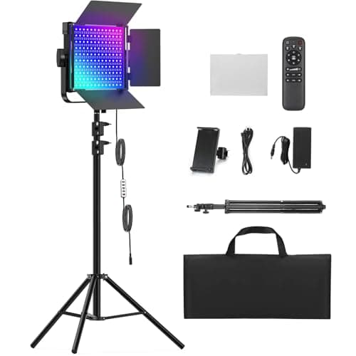 RGB Photography Lighting Kit, 50W Bi-Color Professional LED Studio Lights, 2300k~8500k Dimmable Photo Lights for Photography Filming Camera Video Recording Stage Shooting Streaming YouTube TikTok - Image 1