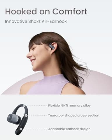 SHOKZ OpenFit Air - Open-Ear Headphones, True Wireless Earbuds, Water Resistant, Secure Earhooks for Daily Use, Black - Image 4