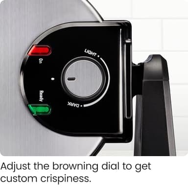 Chefman Rotating Belgian Waffle Maker, 180° Flip Iron w/ Non-Stick Plates, Adjustable Timer, Locking Lid, & Drip Plate, Space Saving Storage, Mess-Free Breakfast, Stainless Steel/Black - Image 5