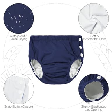 Durio Swim Diaper Washable Swimming Diapers Unisex Toddler Newborn Swim Diaper Reusable Girls Boy B Green SeaLife 3-6 Months - Image 5