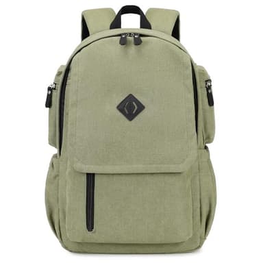 Canvas Backpack for Men Women Laptop Bag 15.6 inch Vintage Rucksack Casual Travel Daypack Large Durable Knapsack College Tote Satchel Anti Theft Bookbag for Teens Girls Boys Hiking Sports Green - Image 1