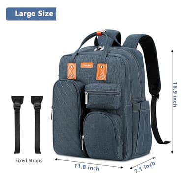 Diaper Bag Backpack, Large Capacity Baby Diaper Backpack with Tons of Pockets, Built-in Stroller Straps, Multi function Waterproof Diaper Bag（Bluish grey） - Image 6