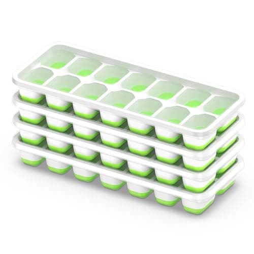 ChefAide Ice Cube Tray with Lid, 4 Packs 56 Cubes Durable Stackable Ice Cube Trays for Freezer with Removable Lids, Easy-Release Plastic & Silicone Ice Tray for Cocktail, Coffee - Image 1