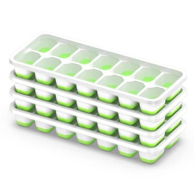 ChefAide Ice Cube Tray with Lid, 4 Packs 56 Cubes Durable Stackable Ice Cube Trays for Freezer with Removable Lids, Easy-Release Plastic & Silicone Ice Tray for Cocktail, Coffee - Image 1