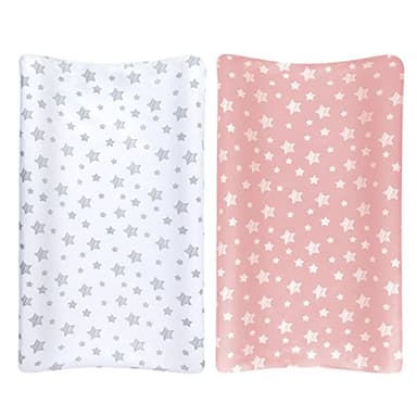 Changing Pad Cover for Girls 2 Pack, Lovely Print Soft Unisex Diaper Change Table Sheets, Fit 32"x16" Contoured Pad, Comfy Cozy 2-Pack Cradle Sheets, Pink&White - Image 6