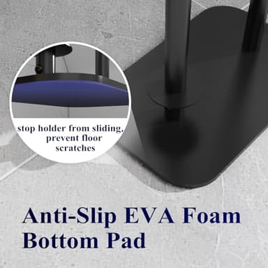 Kitsure Toilet Paper Holder Free Standing – Rustproof Metal Toilet Paper Stand for 4 Rolls with Anti-Slip Base and Shelf for Phone & Small Items, Bathroom Organizers and Storage, Medium, Black - Image 6