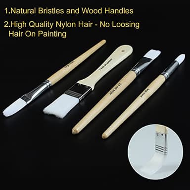 Paint Brushes Set of 24 Pieces Wooden Handles Brushes with Canvas Brush Case, Professional for Oil, Acrylic and Watercolor Painting - Image 5