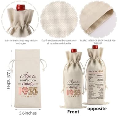 FBCCZEY Funny 70th Birthday Gifts for Women Men Wine Bag, Birthday Gifts for 70 Year Old Woman Wine Bags, Happy Anniversary 70th birthday Party Decorations for Women Men Wine Bottle Bag - Image 2