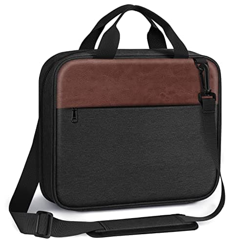 FINPAC Extra Large Bible Cover, Carrying Book Case Church Bag Bible Protective with Detachable Shoulder Strap & Zippered Pocket, Gift for Men Women, Black & Brown - Image 1