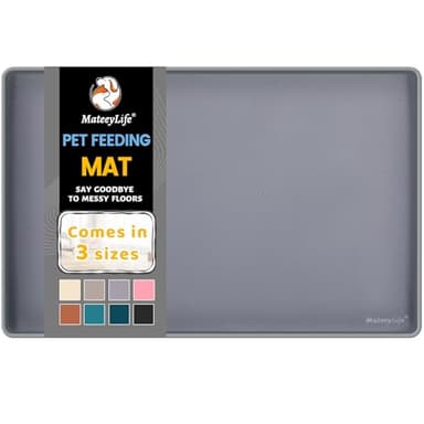 MateeyLife Silicone Cat & Dog Food Mat for Floors Waterproof, Anti-Slip Dog Bowl Mats for Food and Water, Pet Feeding Mats with Lip to Prevent Spills, Pet Placemat for Messy Drinkers to Protect Floors - Image 1