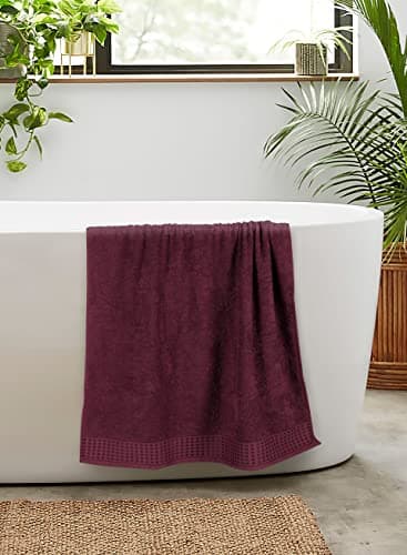 GLAMBURG 100% Cotton 2 Pack Oversized Bath Towel Set 28x55 Inches, Ultra Soft Highly Absorbant Compact Quickdry & Lightweight Large Bath Towels, Ideal for Gym Travel Camp Pool - Burgundy - Image 5