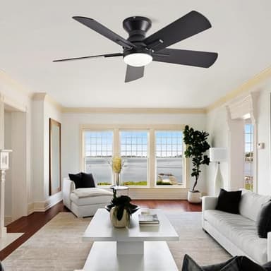 Tinxumb 42" Ceiling Fans with Lights and Remote, Low Profile Flush Mount Modern Ceiling Fan for Bedroom, Kitchen, kids room, 6 Speeds, Quiet DC Motor, Super Bright, UL Listed - Image 7