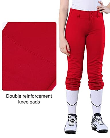 Stelle Girls' Softball Pants Youth Kids Baseball Pants Fastpitch Pants with Pockets Boys Tee Ball (Red, S) - Image 5