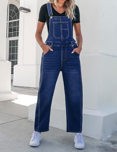 luvamia Overalls for Women Jean Overalls Women Loose Blue Jean Jumpsuit Travel Outfits Denim Overalls Jump Suit Classic Blue Medium Fits Size 8 / Size 10 - Image 5