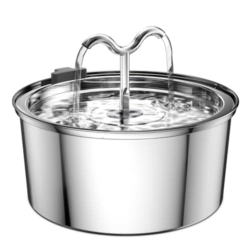 DOOOB Cat Water Fountain, 3.2L/108OZ Stainless Steel Pet Water Dispenser Automatic Metal Dog Drinking Fountains Water Bowl with Replacement Filters Ultra-Quiet Pump - Image 1