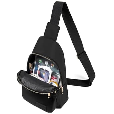 Small Crossbody Sling Backpack Sling Bag for Women, Chest Bag Daypack Fanny Pack Cross Body Bag for Outdoors Hiking Traveling - Gold Zipper - Image 6