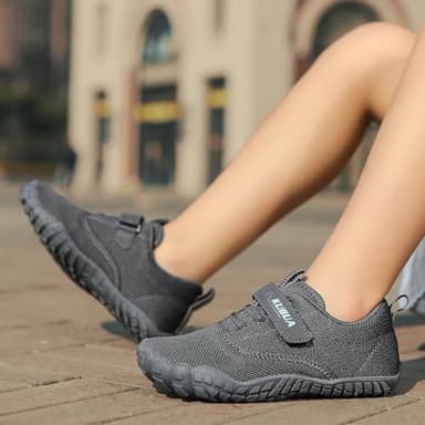 KUBUA Barefoot Shoes for Kids Boys Girls Sports Sneakers Minimalist Zero Drop Splay Shoes for Running Walking Sports Tennis Athletic Gym C Grey 7 Big Kid - Image 9