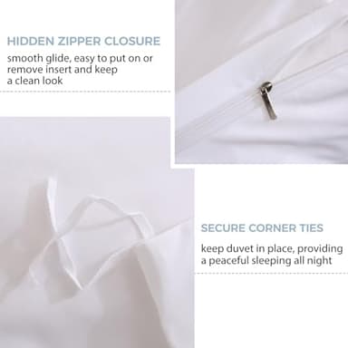 JSD White Duvet Cover Set Queen Size, 3 Piece Duvet Cover with Pillow Shams, Soft Brushed Microfiber Zipper Closure, Comforter Not Included - Image 3