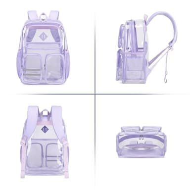 ASKSKY Clear Backpacks for School Heavy Duty Clear Bookbag Stadium Events Transparent Back Pack Girls Women, Purple - Image 9